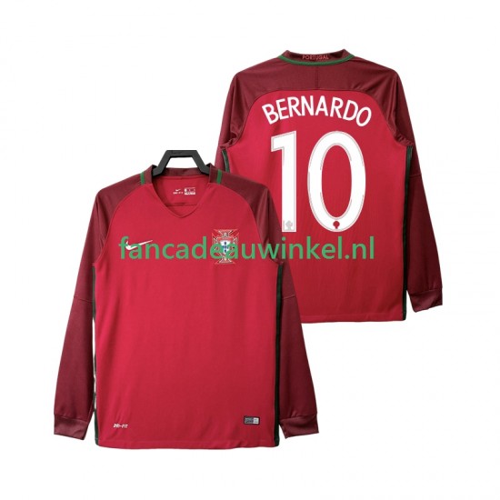 Portugal Wedstrijdshirt met Korting BERNARDO 10 2016 Retro Thuis Heren Lange Mouw