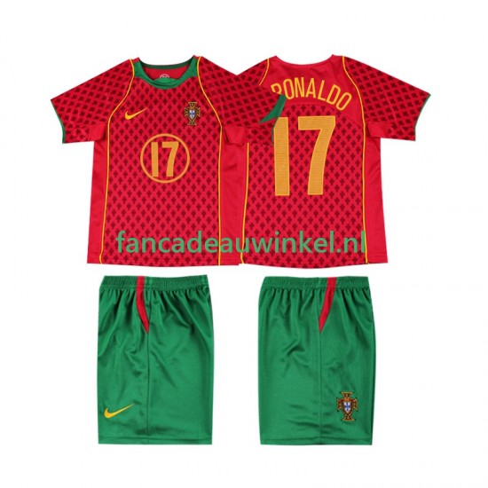 Portugal Wedstrijdshirt met Korting Cristiano Ronaldo 17 Retro Thuis Kind 2004 Korte Mouw