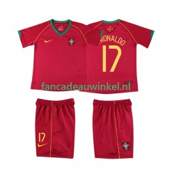 Portugal Wedstrijdshirt met Korting Cristiano Ronaldo 17 Retro Thuis Kind 2006 Korte Mouw
