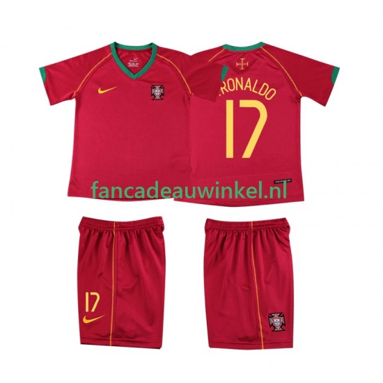 Portugal Wedstrijdshirt met Korting Cristiano Ronaldo 17 Retro Thuis Kind 2006 Korte Mouw
