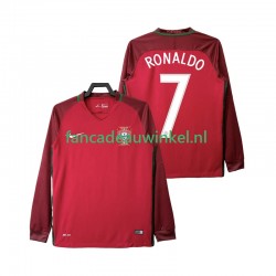 Portugal Wedstrijdshirt met Korting Cristiano Ronaldo 7 2016 Retro Thuis Heren Lange Mouw