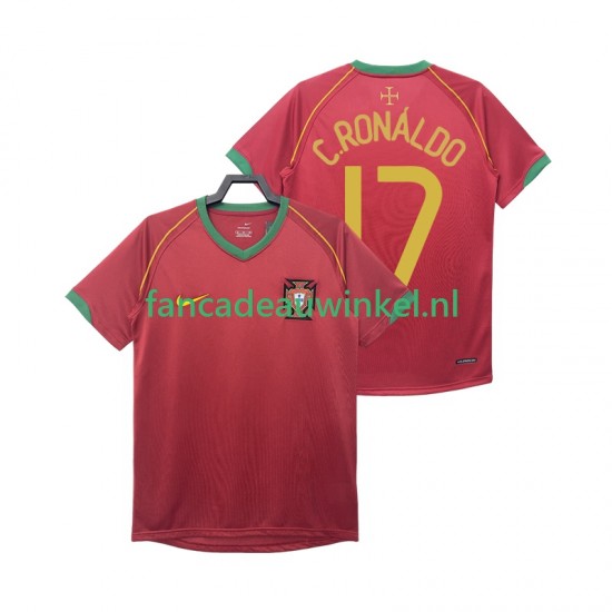 Portugal Wedstrijdshirt met Korting Crstiano Ronaldo 17 Retro Thuis Heren 2006 Korte Mouw