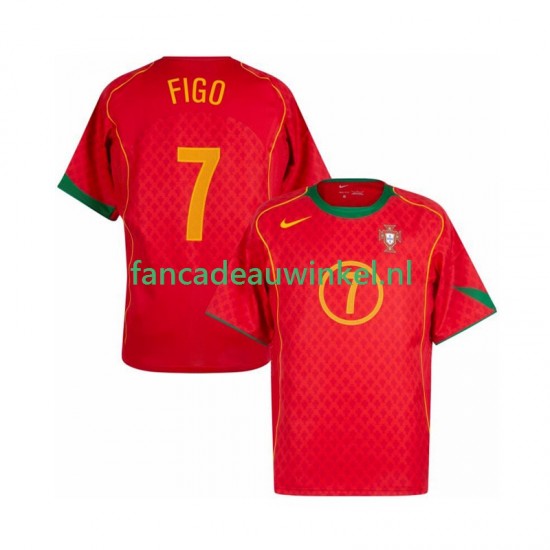 Portugal Wedstrijdshirt met Korting Figo 7 Retro Thuis Heren 2004 Korte Mouw