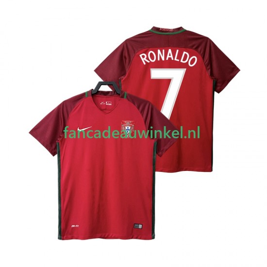 Portugal Wedstrijdshirt met Korting RONALDO 7 2016 Retro Thuis Heren Korte Mouw