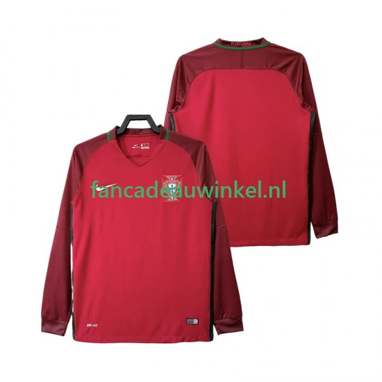 Portugal Wedstrijdshirt met Korting 2016 Retro Thuis Heren Lange Mouw