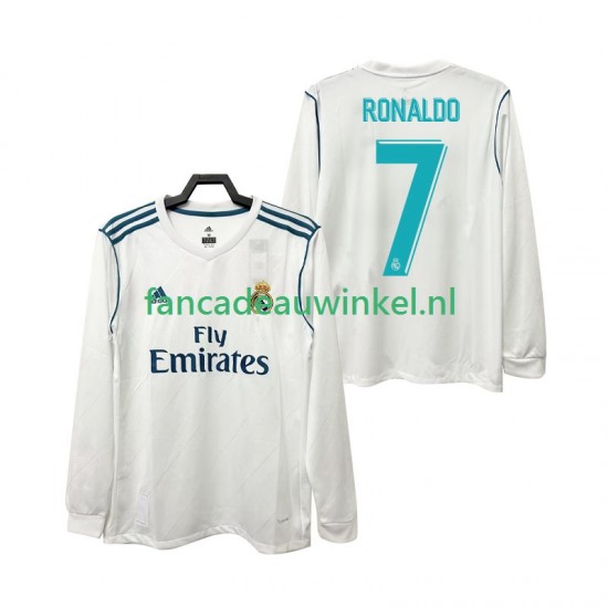 Real Madrid Wedstrijdshirt met Korting CRISTIANO RONALDO 7 2017 2018 Retro Thuis Heren Lange Mouw
