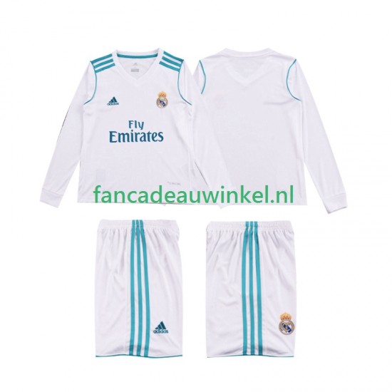 Real Madrid Wedstrijdshirt met Korting 2017 2018 Retro Thuis Kind Lange Mouw