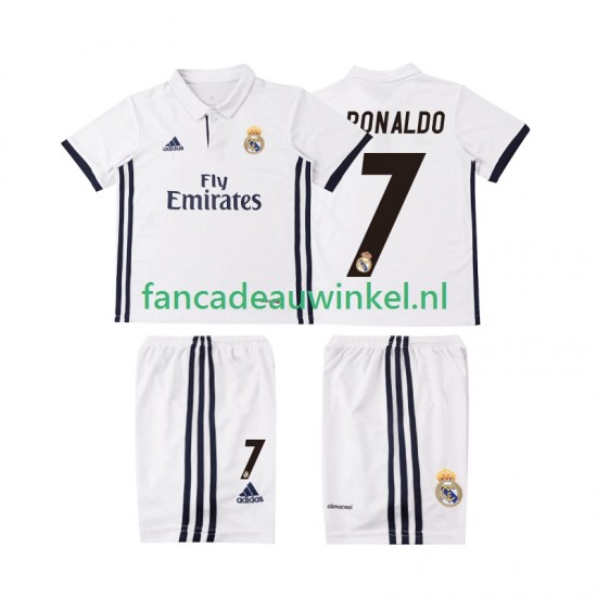 Real Madrid Wedstrijdshirt met Korting Cristiano Ronaldo 7 2016 2017 Retro Thuis Kind Korte Mouw