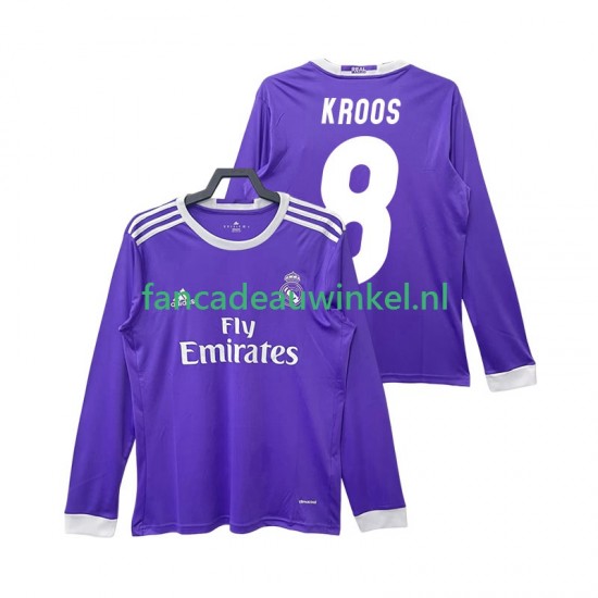 Real Madrid Wedstrijdshirt met Korting KROOS 8 2016 2017 Retro Uit Heren Lange Mouw
