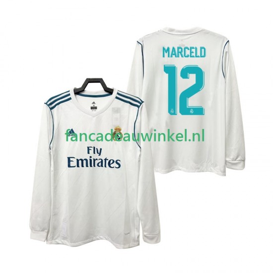 Real Madrid Wedstrijdshirt met Korting MARCELD 12 2017 2018 Retro Thuis Heren Lange Mouw