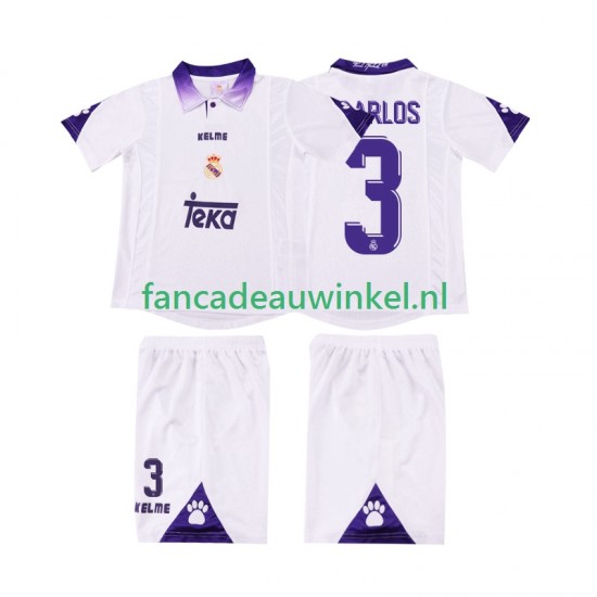 Real Madrid Wedstrijdshirt met Korting R CARLOS 3 1997 Retro Thuis Kind 1998 Korte Mouw