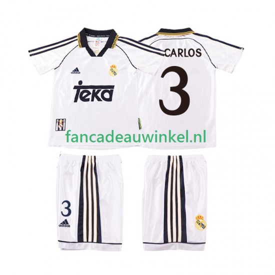 Real Madrid Wedstrijdshirt met Korting R CARLOS 3 2000 Retro Thuis Kind 1998 Korte Mouw