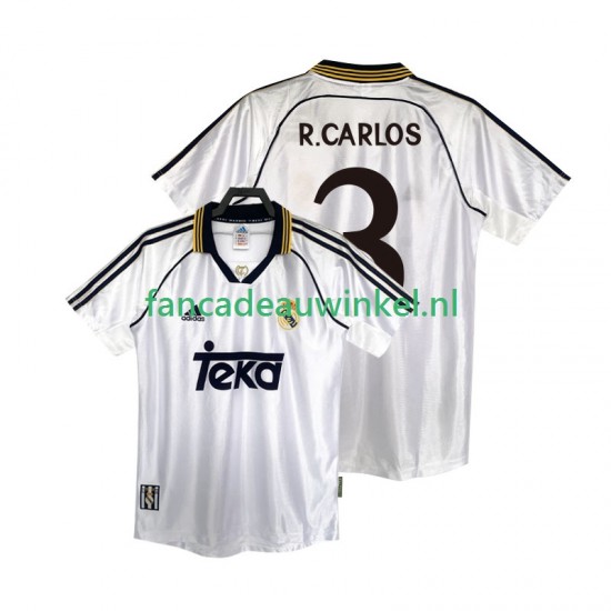 Real Madrid Wedstrijdshirt met Korting R.CARLOS 3 2000 Retro Thuis Heren 1998 Korte Mouw