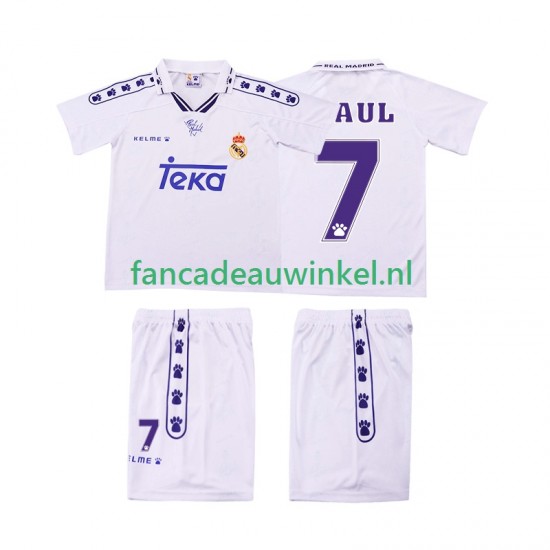 Real Madrid Wedstrijdshirt met Korting RAUL 7 1996 Retro Thuis Kind 1994 Korte Mouw