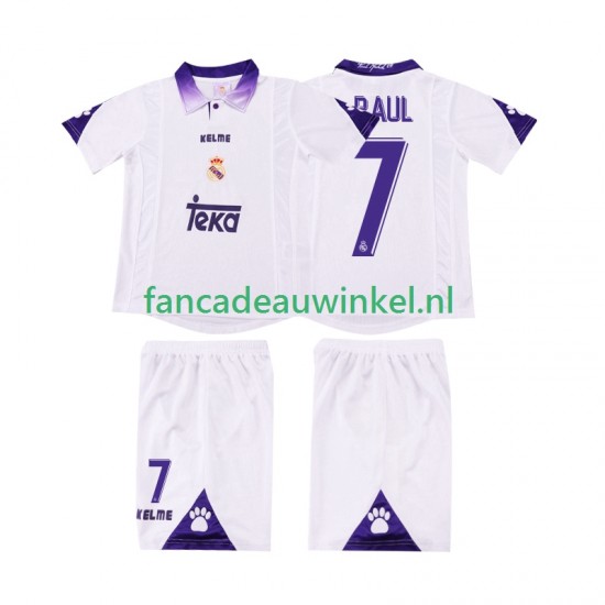 Real Madrid Wedstrijdshirt met Korting RAUL 7 1997 Retro Thuis Kind 1998 Korte Mouw