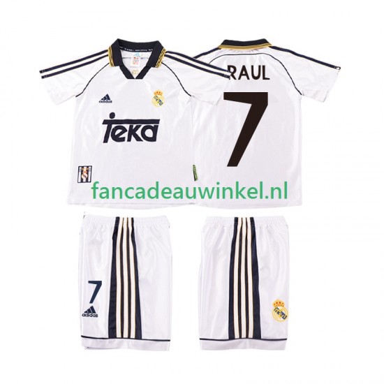Real Madrid Wedstrijdshirt met Korting RAUL 7 2000 Retro Thuis Kind 1998 Korte Mouw