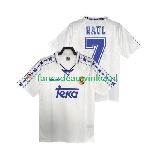 Real Madrid Wedstrijdshirt met Korting RAUL 7 1996 1997 Retro Thuis Heren Korte Mouw