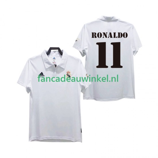 Real Madrid Wedstrijdshirt met Korting RONALDO 11 2003 Retro Thuis Heren 2002 Korte Mouw