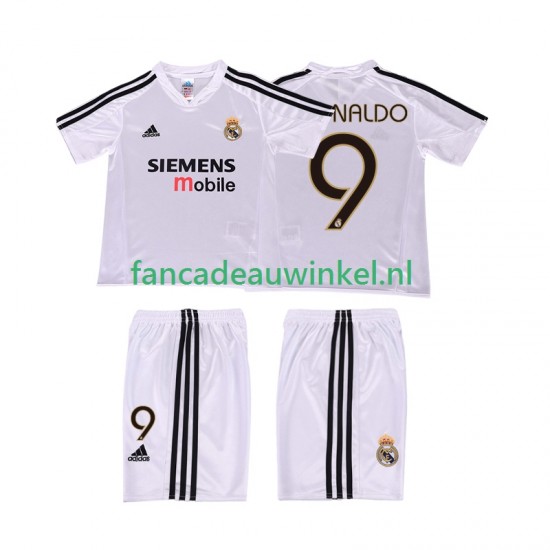 Real Madrid Wedstrijdshirt met Korting RONALDO 9 5 Retro Thuis Kind 2004 2002 Korte Mouw