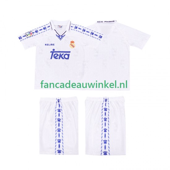 Real Madrid Wedstrijdshirt met Korting 1996-1997 Retro Thuis Kind Korte Mouw