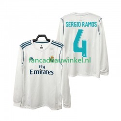 Real Madrid Wedstrijdshirt met Korting SERGIO RAMOS 4 2017 2018 Retro Thuis Heren Lange Mouw