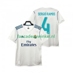 Real Madrid Wedstrijdshirt met Korting SERGIO RAMOS 4 2017 2018 Retro Thuis Heren Korte Mouw