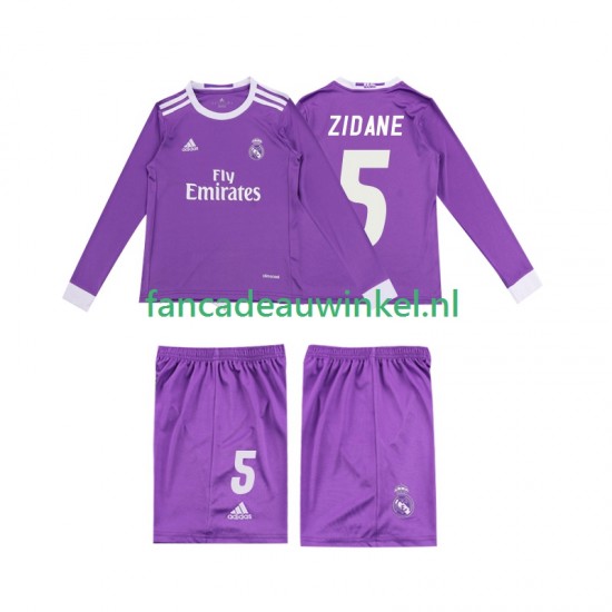 Real Madrid Wedstrijdshirt met Korting ZIDANE 5 2016 Retro Uit Kind Lange Mouw