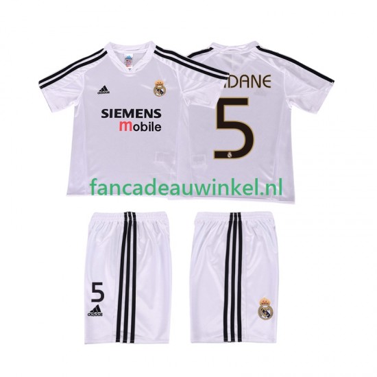 Real Madrid Wedstrijdshirt met Korting ZIDANE 5 5 Retro Thuis Kind 2004 2002 Korte Mouw