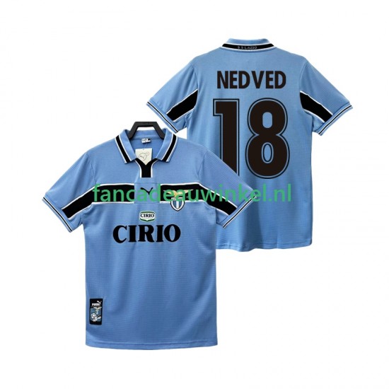 SS Lazio Wedstrijdshirt met Korting NEDVED 18 Retro Thuis Heren 1998 1999 Korte Mouw