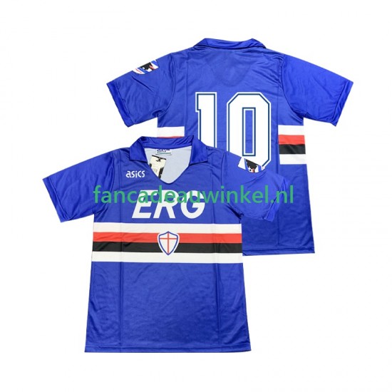 Sampdoria Wedstrijdshirt met Korting 10 1990 1991 Retro Thuis Heren Korte Mouw