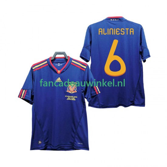 Spanje Wedstrijdshirt met Korting Andres Iniesta 6 Retro Uit Heren 2010 Korte Mouw