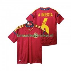 Spanje Wedstrijdshirt met Korting Andres Iniesta 6 2012 Retro Thuis Heren Korte Mouw