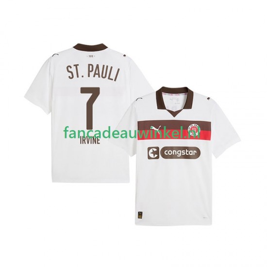 Wedstrijdshirt met Korting St. Pauli Jackson Irvine 7 Uit Heren 2025-26 Korte Mouw