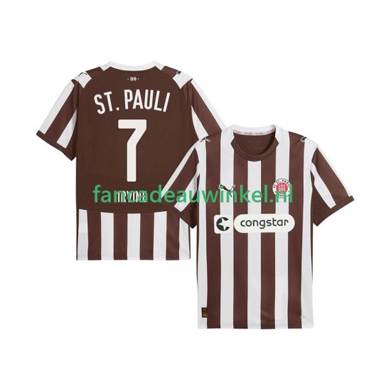 Wedstrijdshirt met Korting St. Pauli Jackson Irvine 7 Thuis Heren 2025-26 Korte Mouw