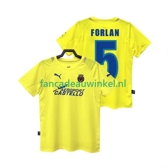 Villarreal CF Wedstrijdshirt met Korting FORLAN 5 2005 Retro Thuis Heren 2006 Korte Mouw