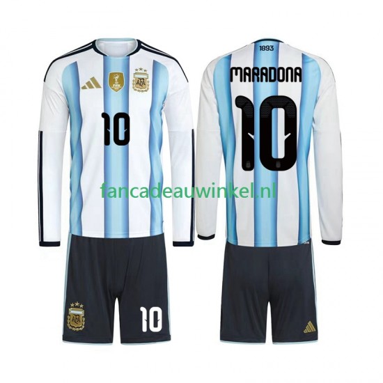 Argentinië Wedstrijdshirt met Korting Maradona 10 Thuis Kind WK 2026 Lange Mouw