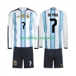 Argentinië Wedstrijdshirt met Korting Rodrigo De Paul 7 Thuis Kind WK 2026 Lange Mouw