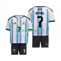 Argentinië Wedstrijdshirt met Korting Rodrigo De Paul 7 Thuis Kind WK 2026 Korte Mouw