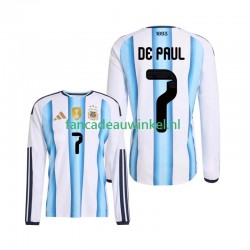Argentinië Wedstrijdshirt met Korting Rodrigo De Paul 7 Thuis Heren WK 2026 Lange Mouw