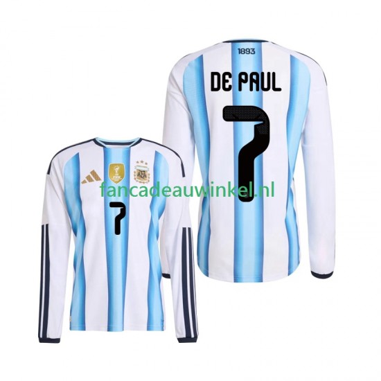 Argentinië Wedstrijdshirt met Korting Rodrigo De Paul 7 Thuis Heren WK 2026 Lange Mouw