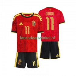 België Wedstrijdshirt met Korting Jeremy Doku 11 Thuis Kind WK 2026 Korte Mouw