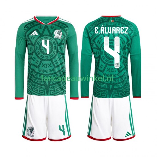 Mexico Wedstrijdshirt met Korting Edson Alvarez 4 Thuis Kind WK 2026 Lange Mouw