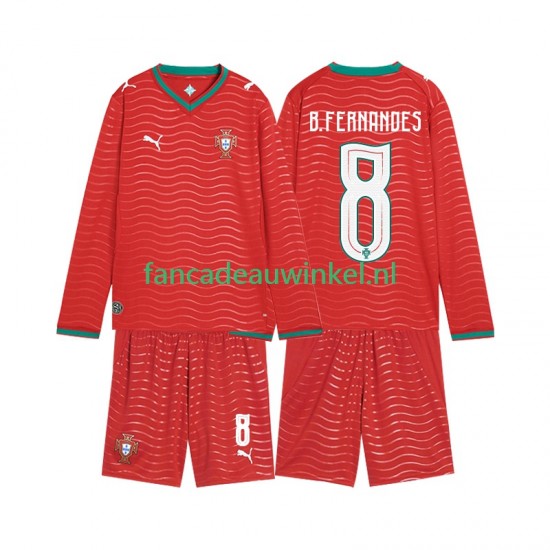 Portugal Wedstrijdshirt met Korting Bruno Fernandes 8 Thuis Kind WK 2026 Lange Mouw