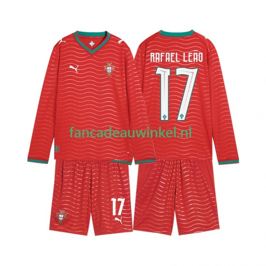 Portugal Wedstrijdshirt met Korting Rafael Leao 17 Thuis Kind WK 2026 Lange Mouw