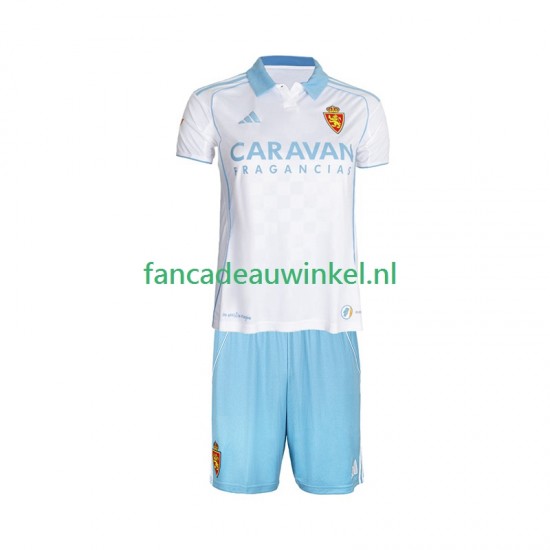 Real Zaragoza Wedstrijdshirt met Korting Thuis Kind 2025-26 Korte Mouw
