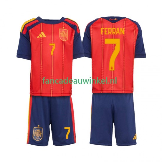 Spanje Wedstrijdshirt met Korting Ferran Torres 7 Thuis Kind WK 2026 Korte Mouw