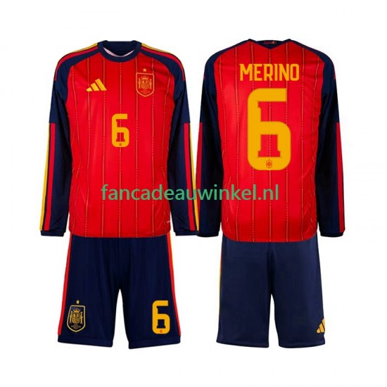 Spanje Wedstrijdshirt met Korting Mikel Merino 6 Thuis Kind WK 2026 Lange Mouw