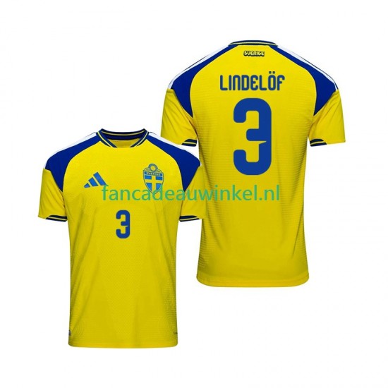 Zweden Wedstrijdshirt met Korting Victor Lindelof 3 Thuis Heren 2026 Korte Mouw