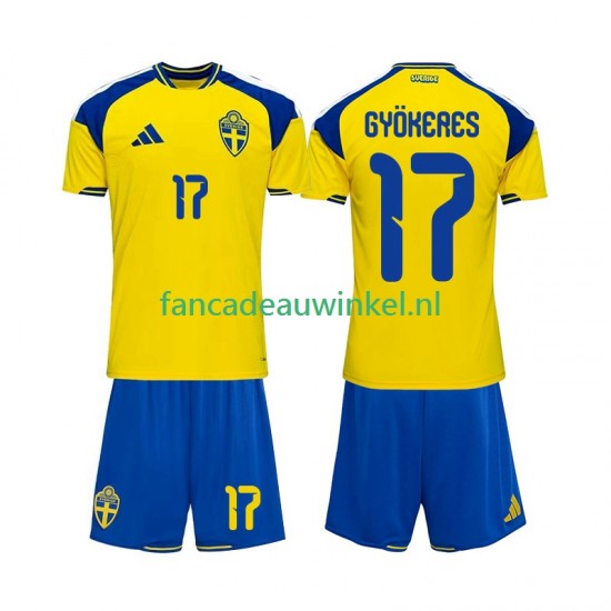 Zweden Wedstrijdshirt met Korting Viktor Gyokeres 17 Thuis Kind 2026 Korte Mouw