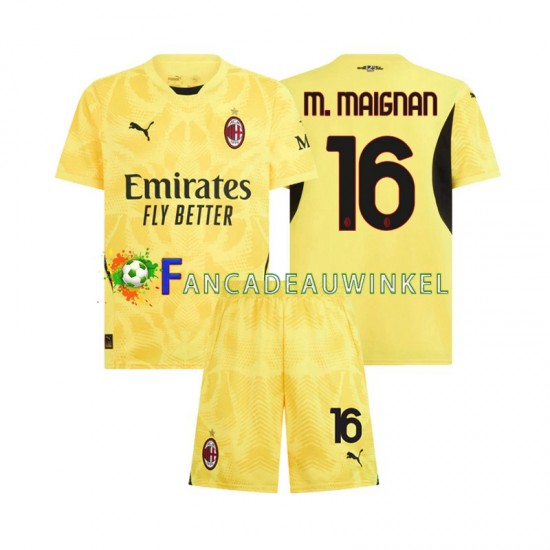 AC Milan Wedstrijdshirt met Korting Mike Maignan 16 Keepersshirt Uit Kind 2024-25 Korte Mouw